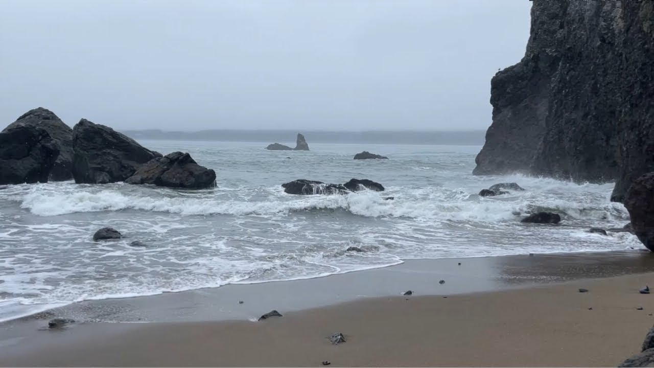 🎶 Relaxing Ocean Waves & Music 🌊 Peaceful Rocky Beach Ambience 