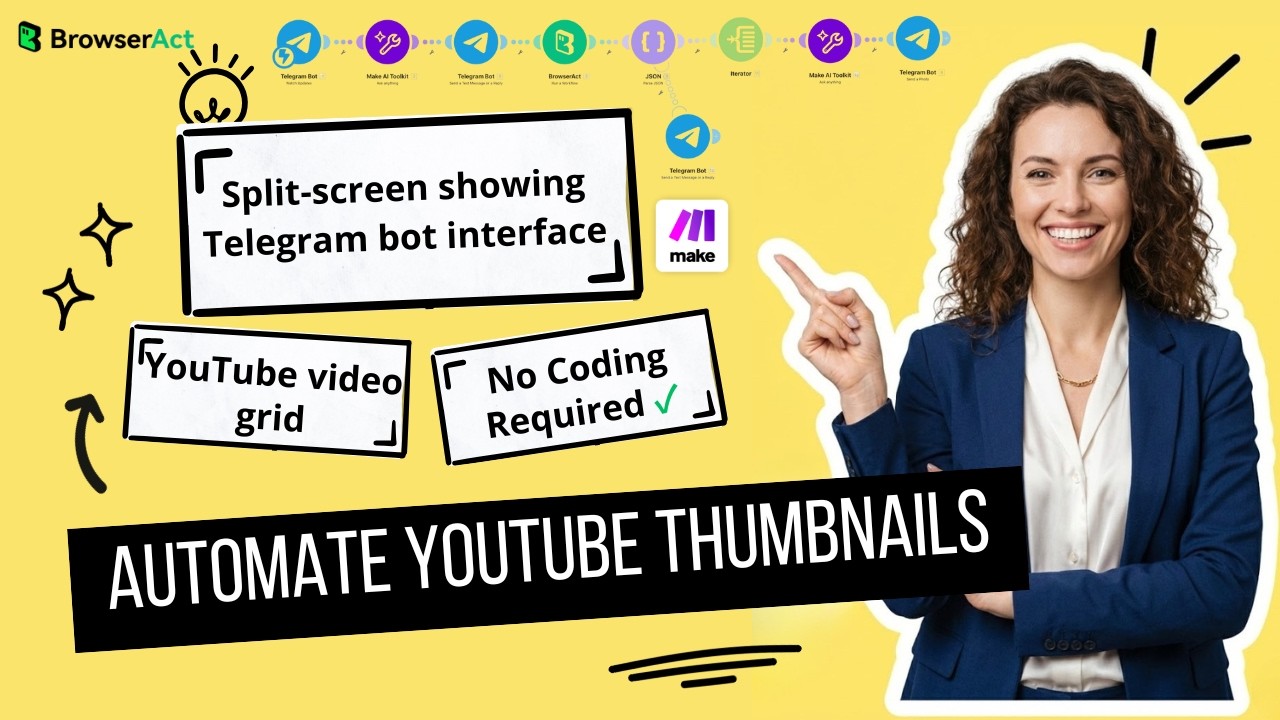 Get YouTube Thumbnails Instantly via Telegram Bot | BrowserAct + Make ...