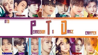 How would BTS & ENHYPEN sing 'Permession To Dance' (Mashup) (by BTS) (Han/Rom/Eng)| fanmade Resimi