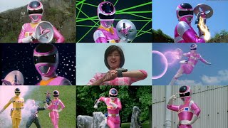 Denji Sentai Megaranger Mega Pink (Miku Imamura) Battle scenes with character song (Cosmic World)