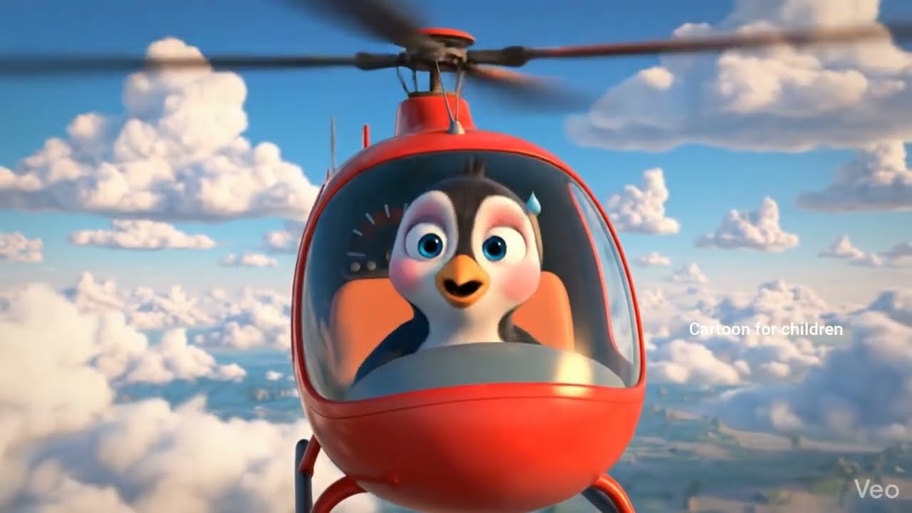 Penguin🐧 Helicopter 🚁 Cartoon | Funny Penguin Flying Adventure | Kids Animation 