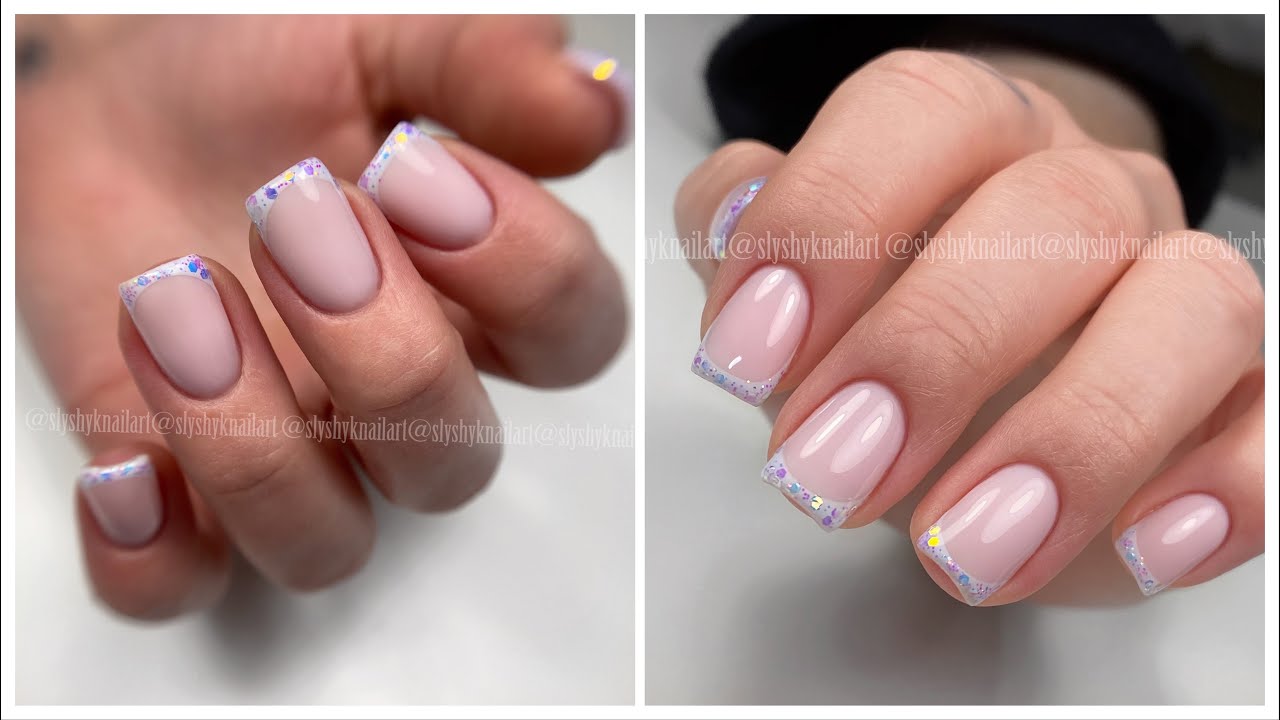 Как легко нарисовать френч.Френч с блёстками.