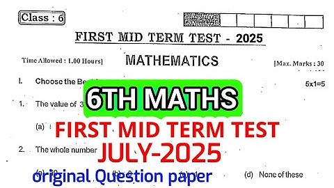 6th std Maths  First mid term test july-2025 original Question paper II Manakker 5 Minutes Botany