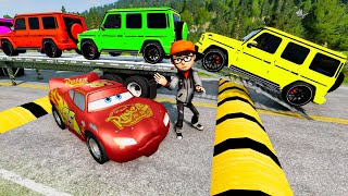 Flatbed Trailer Cars Transportation with Truck - Pothole vs Car - BeamNG.Drive #274