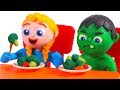 SUPERHERO BABIES EAT HEALTHY ❤ SUPERHERO PLAY DOH CARTOONS FOR KIDS