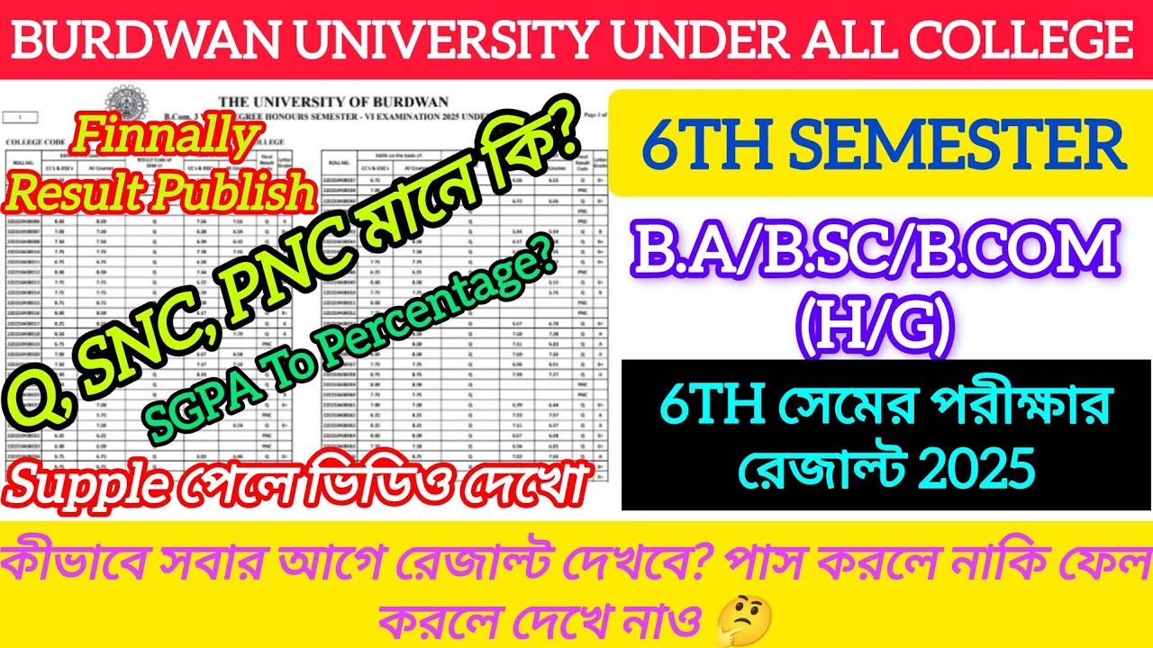 Burdwan university 6th semester result check 2025 || 6th sem result date 2025 bardhaman university 
