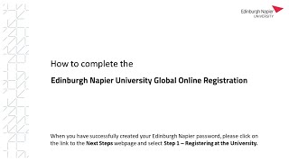 Edinburgh Napier University Registration for Global Online Students