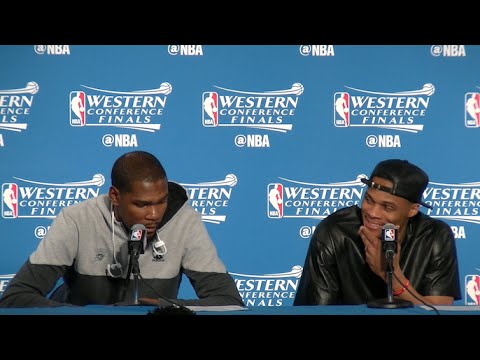 Kevin Durant, Russell Westbrook scoff at question about Steph Curry's defense