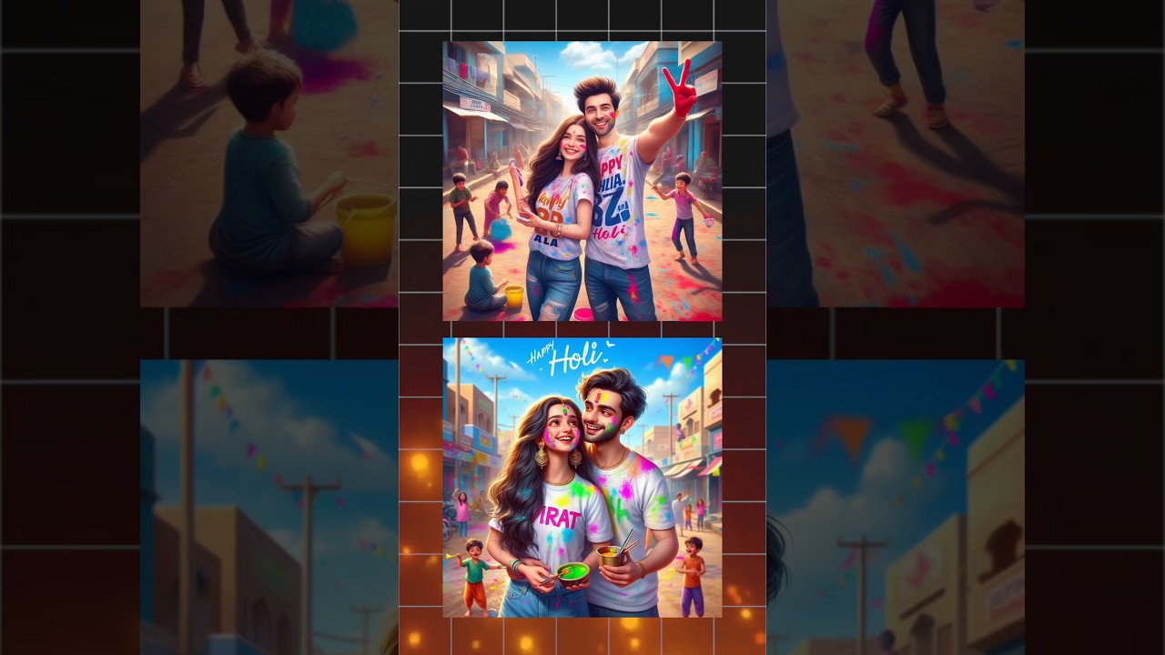 Holi Couple T-Shirt Name Ai Photo Editing | Happy Holi Ai Photo Editing | Bing Image Creator