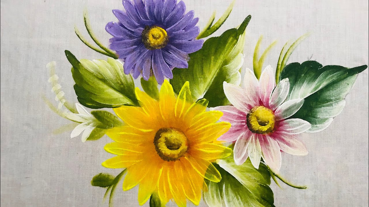 Como pintar MARGARIDAS E FOLHAS