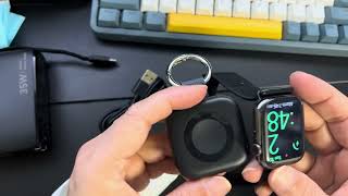 #HUOTO Portable Charger for Apple Watch, Wireless Magnetic 1200mAh Power Bank Travel Keychain