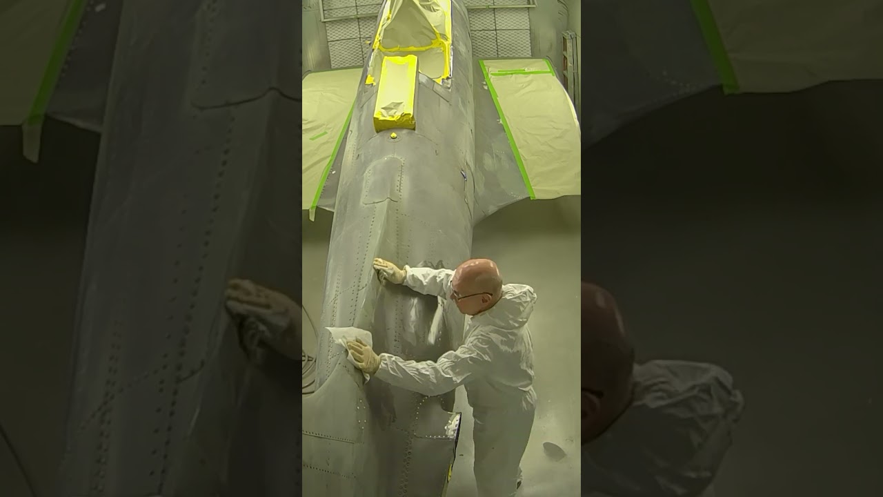 It was tight, but we got our SBD-1 into the paint booth and laid down its first coat of paint.