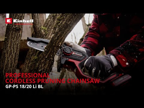 ПРОФЕССИЙНАЯ Аккумуляторная цепная пила для обрезки древесины Einhell GP-PS 18/20 Li BL-Solo 4600080, видео 1
