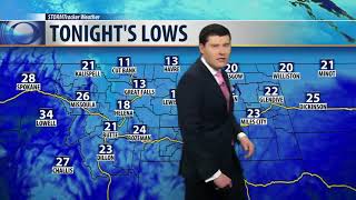 Temperatures remain below average with few scattered flurries