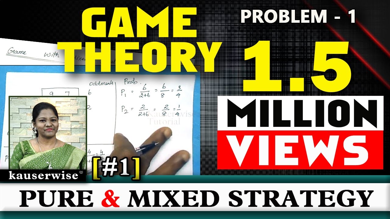 Game theory #1||Pure & Mixed Strategy||in Operations research||Solved problem||By:- Kauserwise