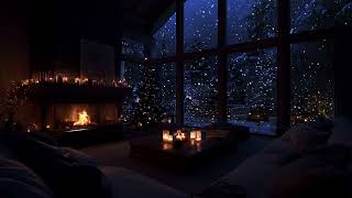 New Year 2026 Winter Cabin Ambience | Fireplace Glow, Soft Piano & Night Wind for Deep Sleep screenshot 4