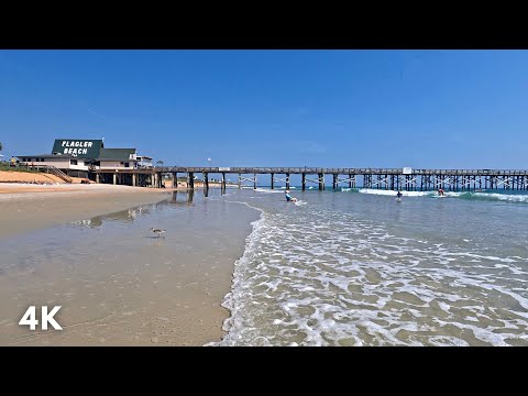 Flagler Beach, Florida 4K Walk, Relaxing Ocean Sounds