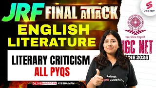 UGC NET JRF English Literature | Literary Criticism PYQs in UGC NET English Literature By Ayesha Mam
