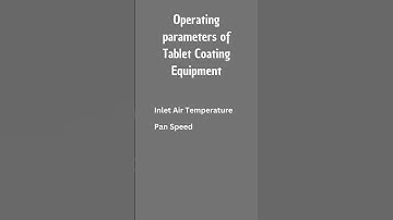 Operating parameters of tablet coating equipment