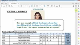 Job Order Creation - Manually / Stock Level Basis / Multiple Sub Orders ( Parallel Job Orders ) screenshot 1