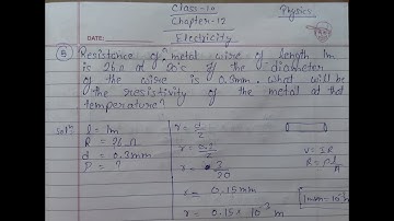 Electricity ll Numerical no.5 :- Resistance of a metal wire of length 1m is 26Ω at 20°C.