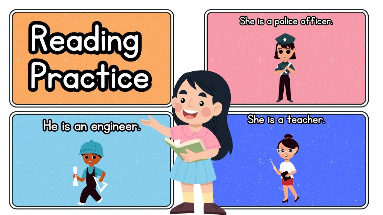 Practice Sentences for English | Reading Practice with Community Helpers | ESL for Kids
