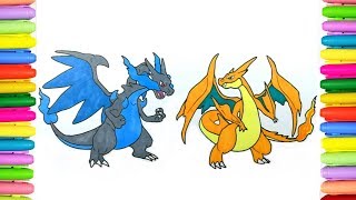 Pokemon Coloring Pages Mega Charizard X and Y