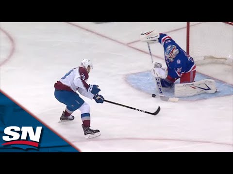 Nathan MacKinnon Walks Around K'Andre Miller Before Poking Puck Five Hole