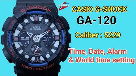How to set time, date,alarm & world time on a Casio G-Shock GA-120.TrendWatchLab. module : 5229