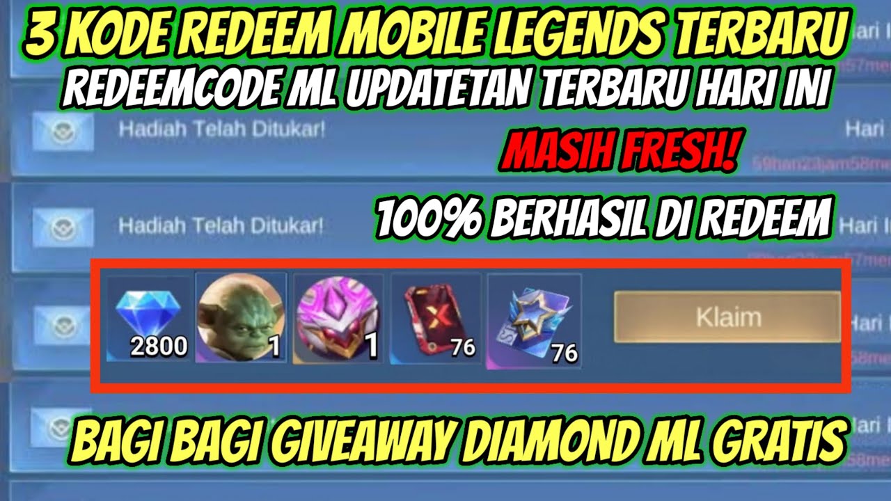 BURUAN! 3 KODE REDEEM ML TERBARU KODE REDEEM MOBILE LEGENDS HARI INI ...