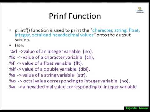 C Tutorial 31 : Scanf & Printf function in C Programming