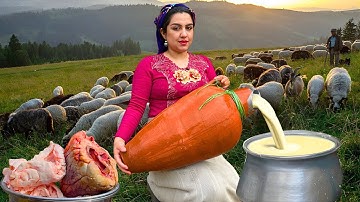 Iran Village Life | Fresh Cow Butter, Traditional Bread & Veal Heart Kebab Feast
