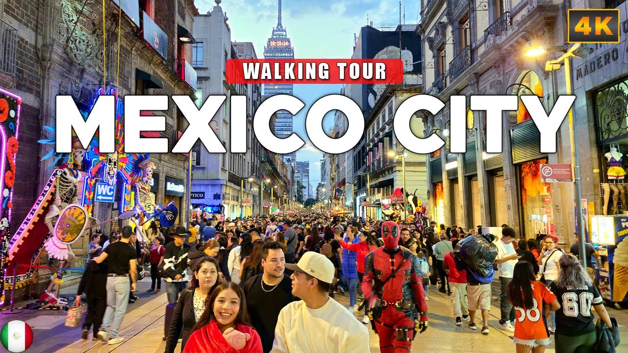 Мехико, МЕКСИКА — Невероятная ночная прогулка по центральному району CDMX 4K Walking Tour