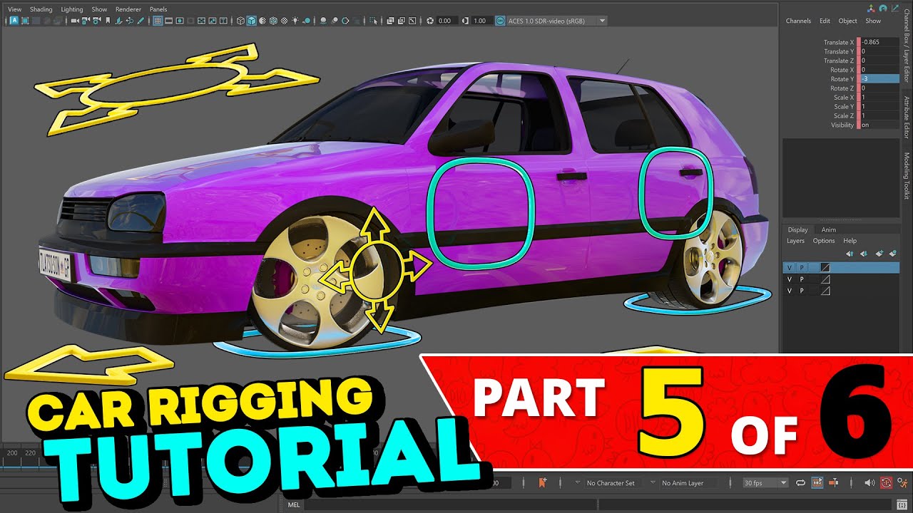 Car Rigging Tutorial - PART 5 of 6 (Maya Tutorial) - YouTube