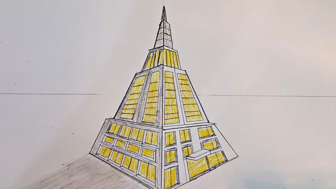 Three-point perspective drawing of the building - YouTube