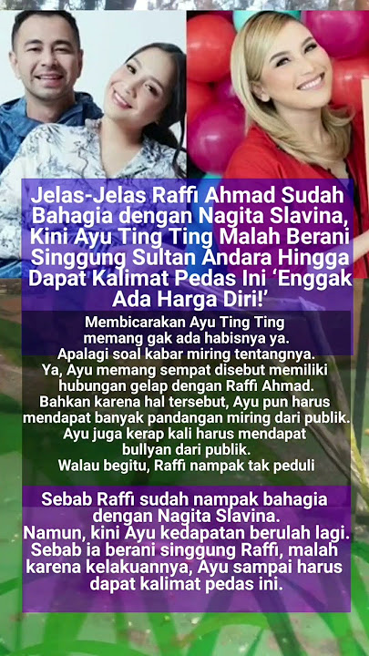 Jelas Raffi Ahmad Sudah Bahagia Dengan Nagita Slavina, Kini Ayu Ting Ting Malah Berani Singgung