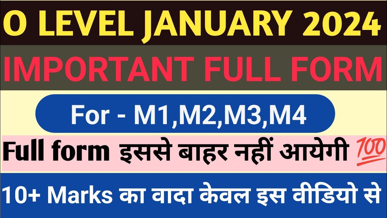 'O' LEVEL Exam January 2024 महत्वपूर्ण फुल फॉर्म     for M1,M2,M3,M4 || @Targetwithsanjeet2003