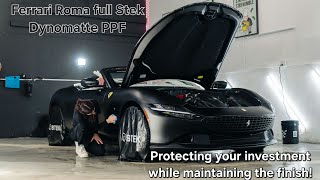 The Art of PPF: 2025 Ferrari Roma Installation Process on Satin Black paint