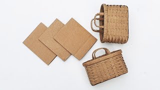 Beautiful Realistic Mini Basket From Cardboard \/ DIY Handmade Cardboard Craft \/ Best Display Ideas