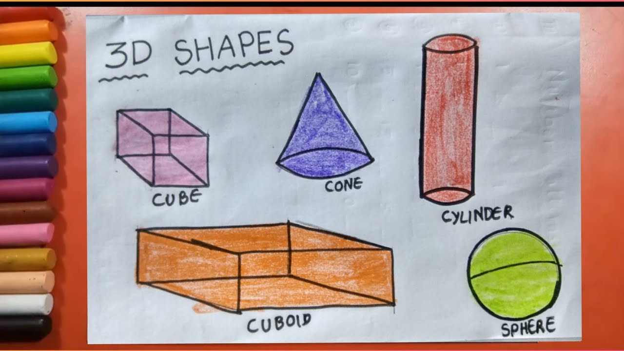 Shapes Drawing For Kids Step by Step | Solid Shapes Drawing ...