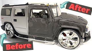 Restoration Hummer H2 Dismantling and Custom Camo Vinyl Wrap Model Car