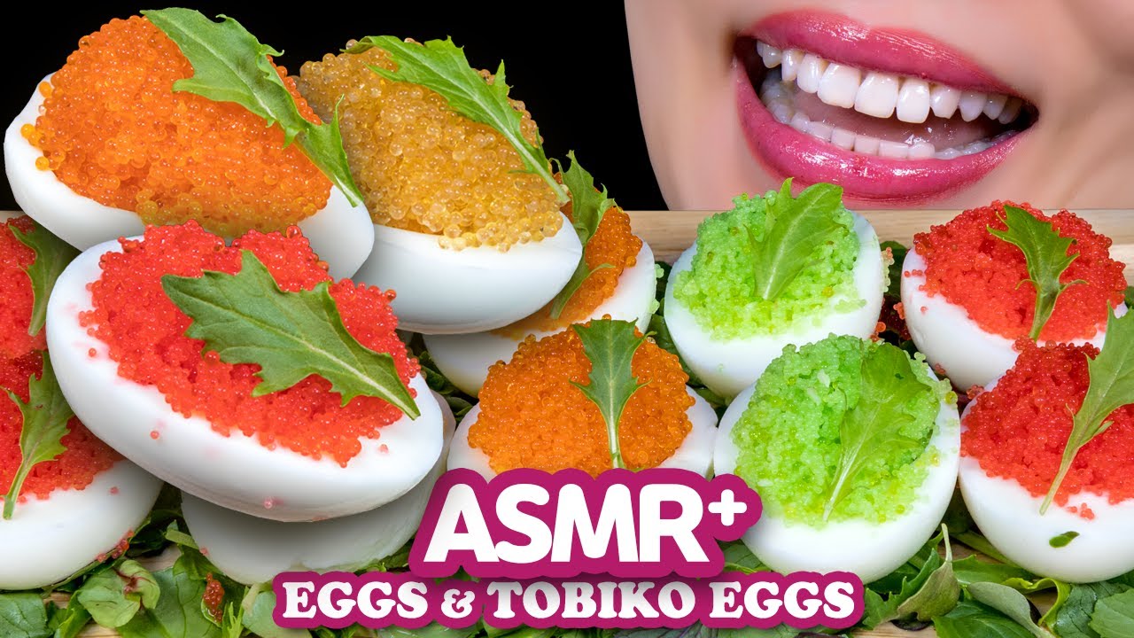 ASMR 날치알 레드&골드&오렌지&그린 리얼 사운드 알이 톡톡 오도독 먹방[EXTREME CRUNCH EATING SOUNDS] MUKBANG