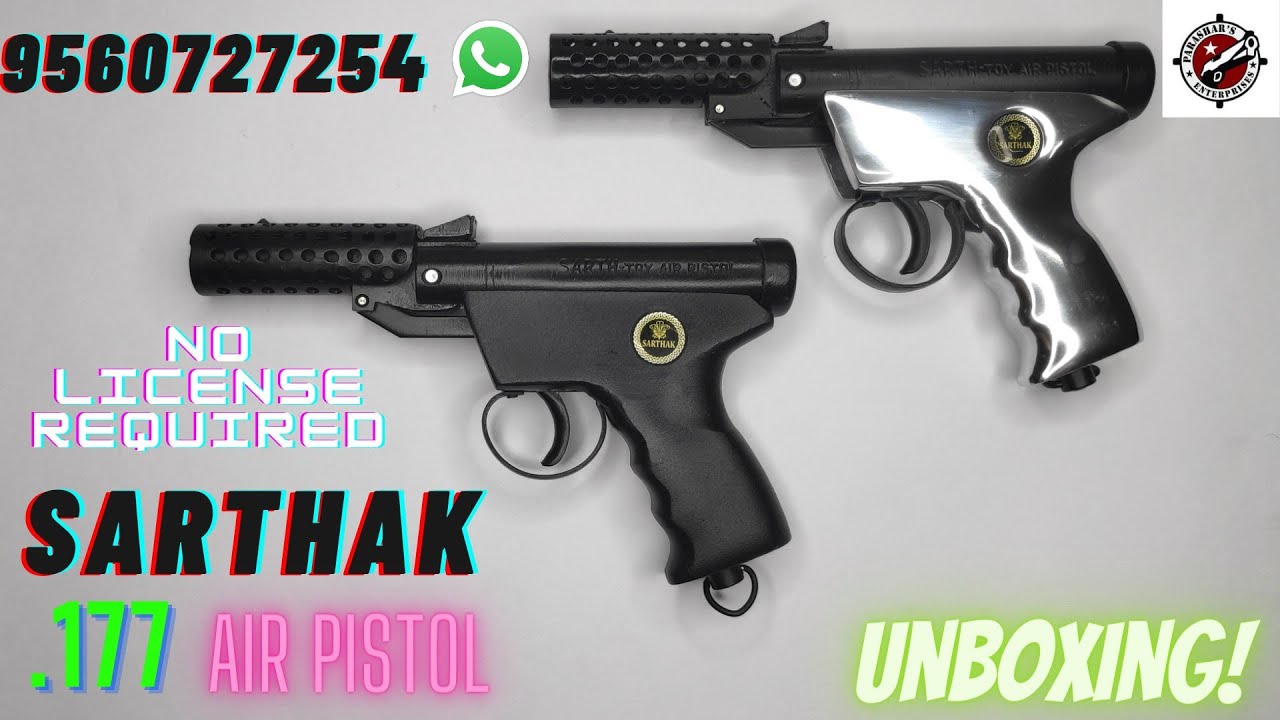 Sarthak Air Pistols No License Gun .177 air gun silver / black