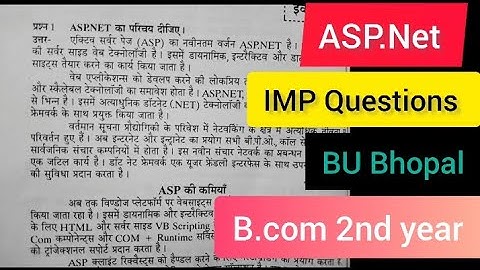 ASP.net Important Questions || B.com 2nd year || BU Bhopal 2024