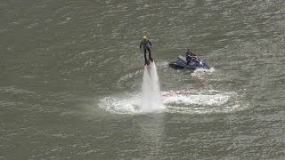 Pirates fan soars over river on jet boots screenshot 5