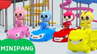 Aprende colores con Miniforce | deslice el coche al azar | Color play | Mini-Pang TV 3D Play