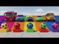 TRANSPORTING PIXAR CARS &amp; FRUITS WITH COLORED &amp; JOHN DEERE vs CLAAS vs TRACTORS - BeamNG.drive #983