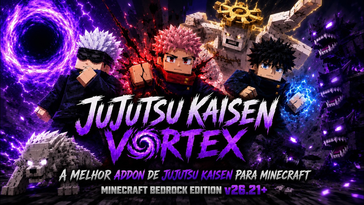 SAIU!!!NOVA MELHOR ADDON DE JUJUTSU KAISEN IGUAL AO DE PC PARA MINECRAFT PE v26.21+!!😱😱😱