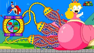 Super Mario Bros. but 999 Tiny Mario Pacman Blowing Peach to Giant BUTT | Game Animation