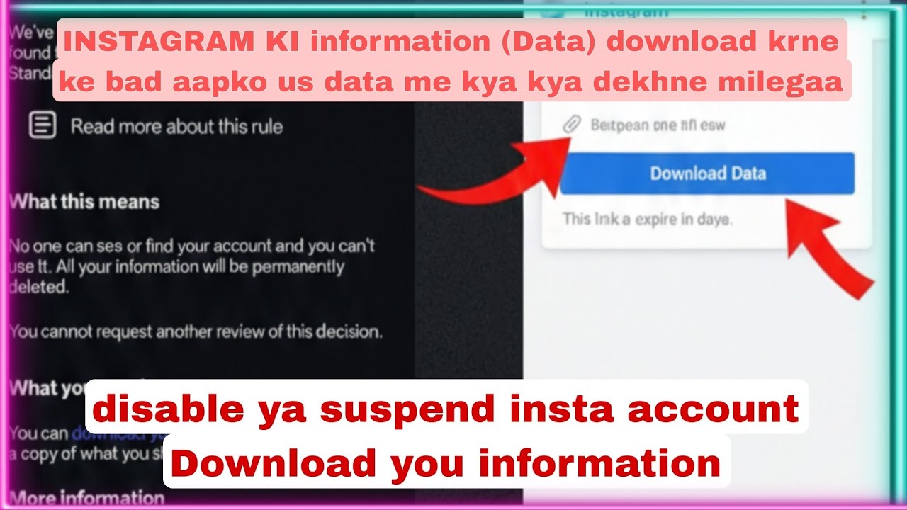 Disable ya suspend Instagram account me download your information me kya kya dekhne ko milta h. 